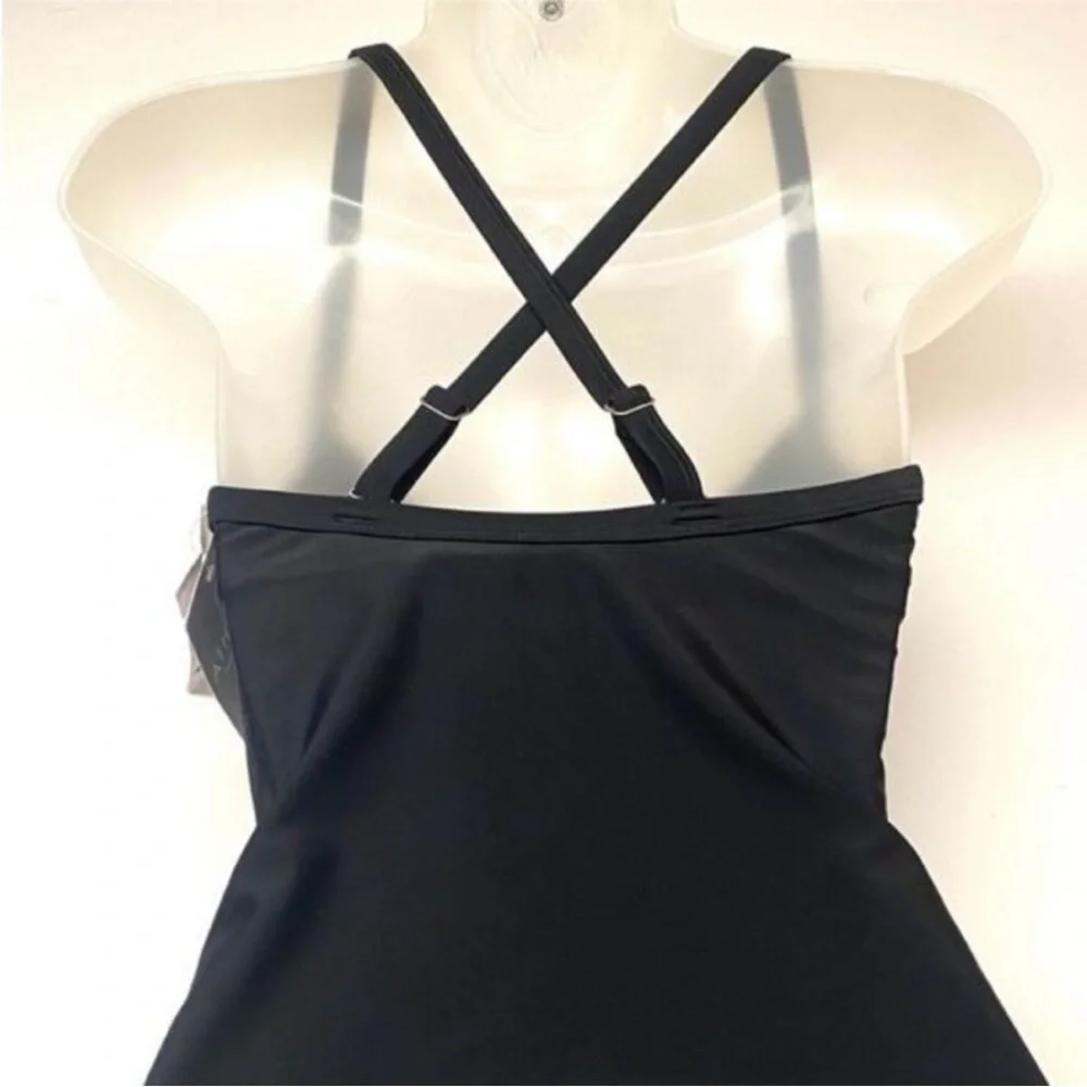 Athleta Womens Twist Up Tankini Swim Tank UPF 50+ Black 32 D/DD New